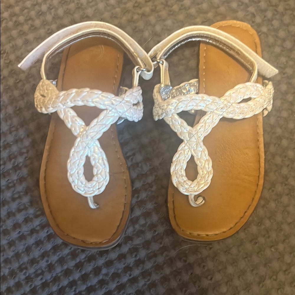 White Braided Sandals for Kids